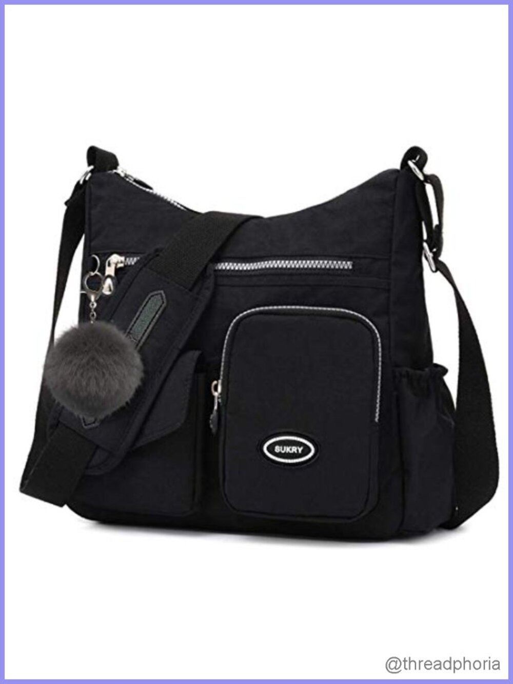 Women's Nylon Waterproof Crossbody Bag with RFID Anti-Theft Pocket, Adjustable